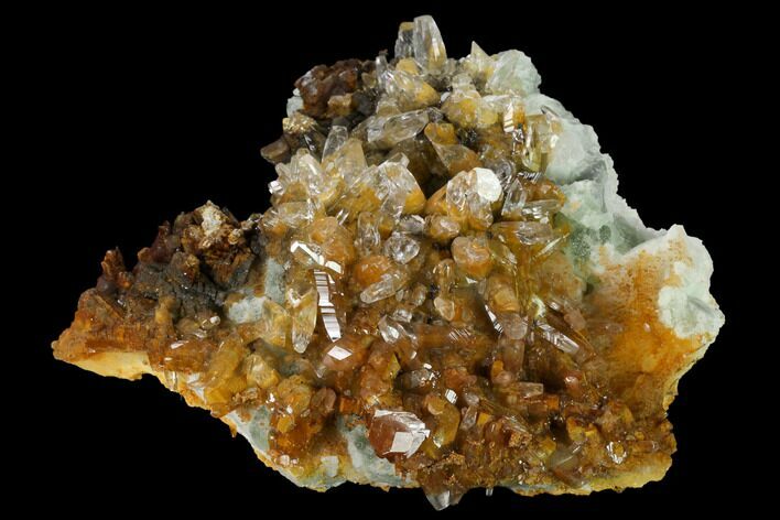 Calcite Crystal Cluster Over Green Fluorite - China #163244